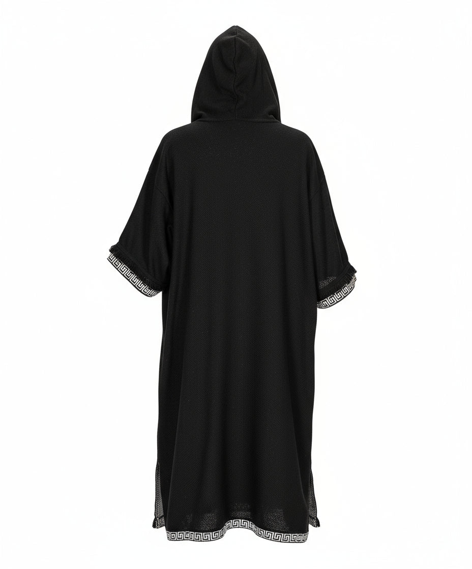 Yoru Black Hoodie Kimono