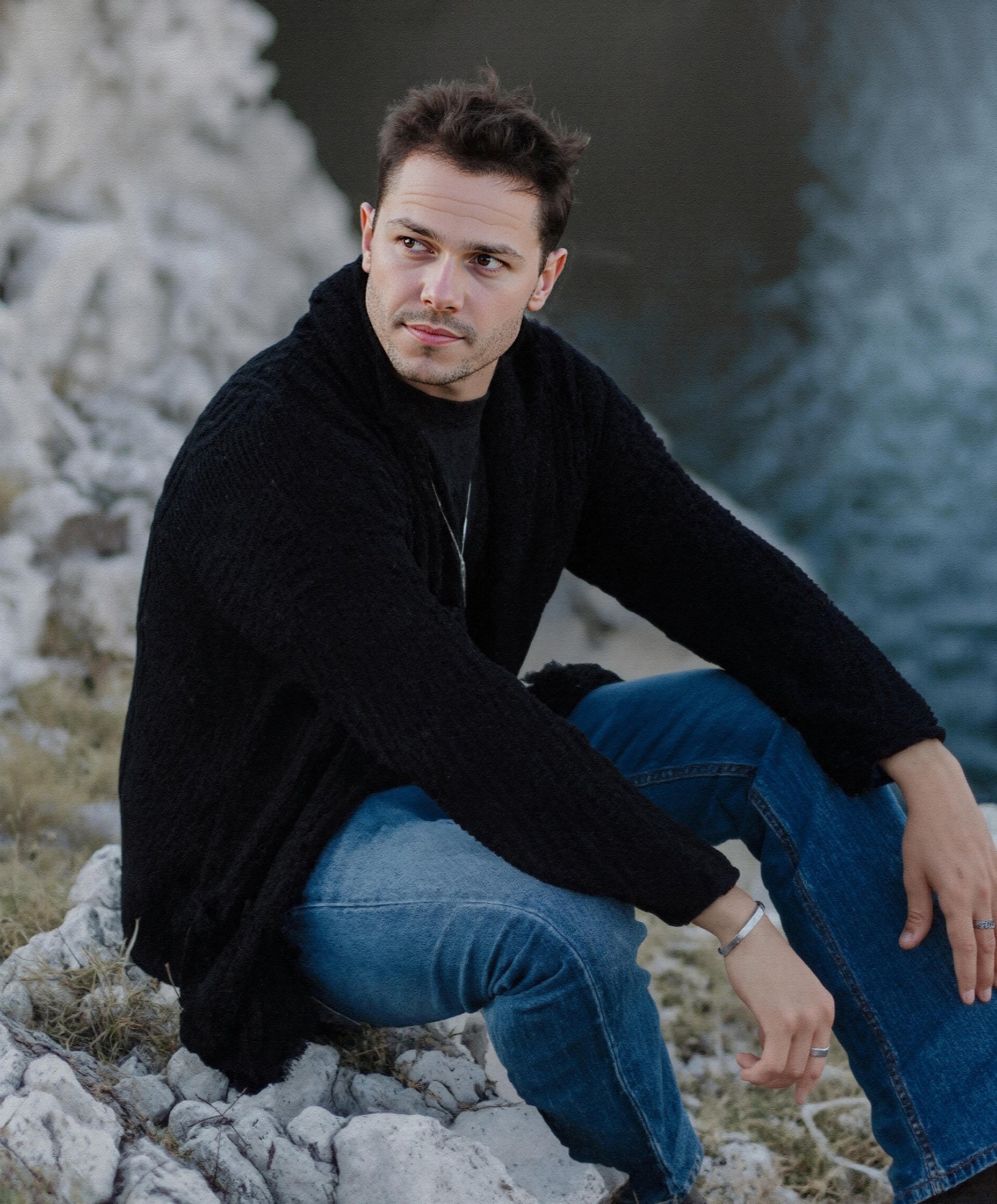 Equinox Black V-Neck Heritage Cardigan