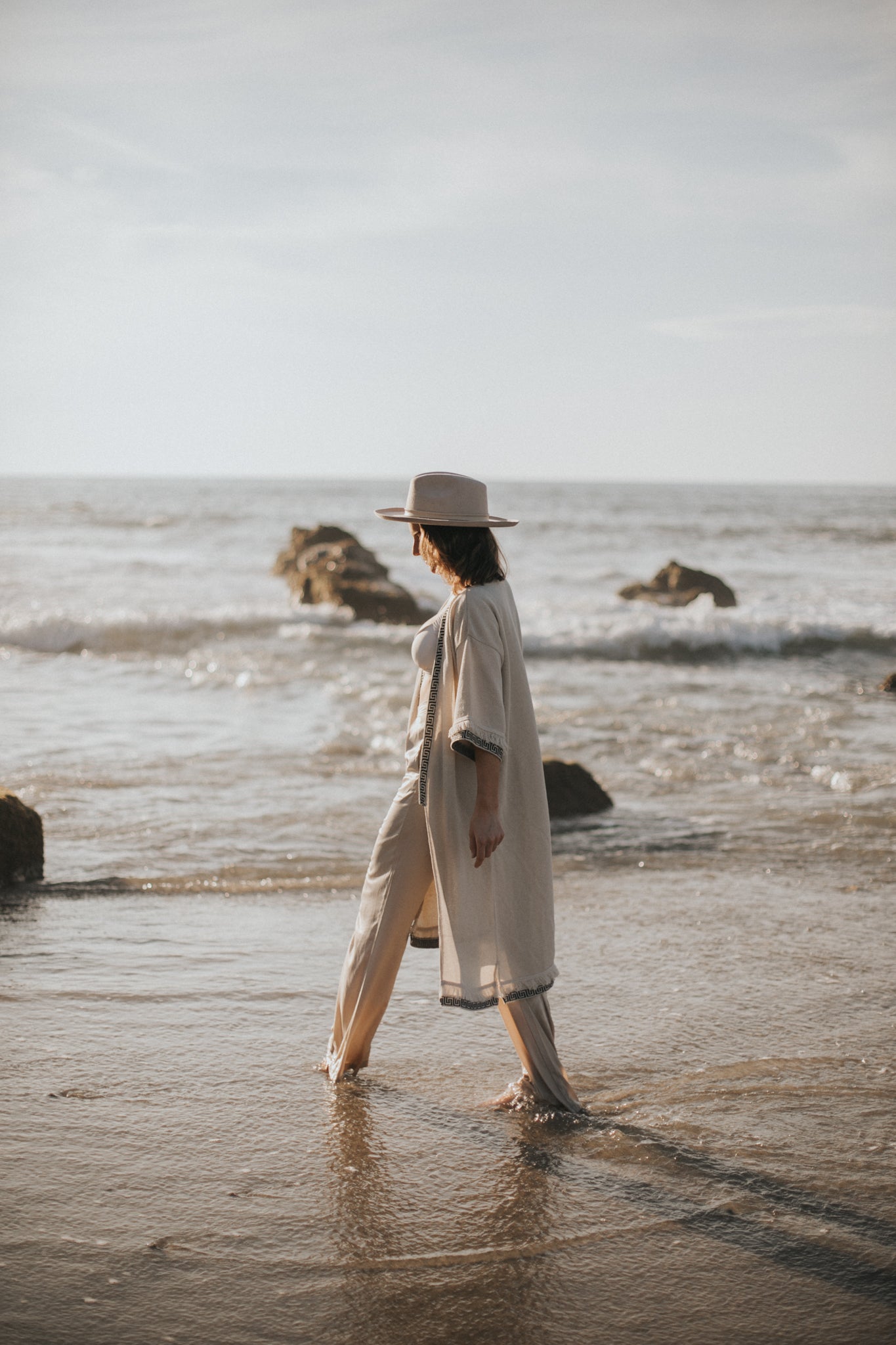 Yoake Ash White Hoodie Kimono