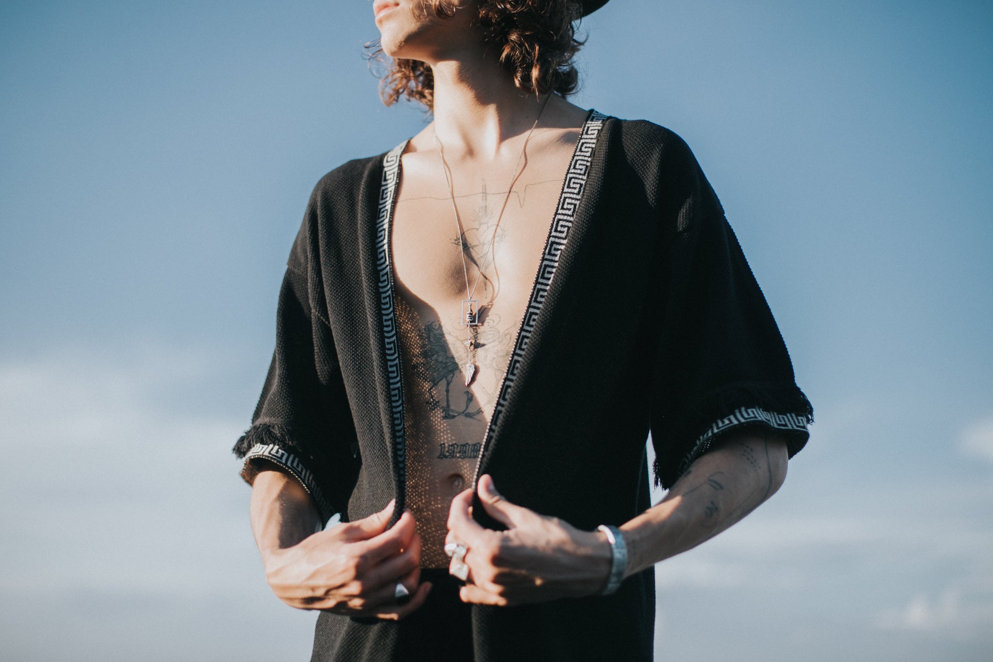 Yoru Black Hoodie Kimono