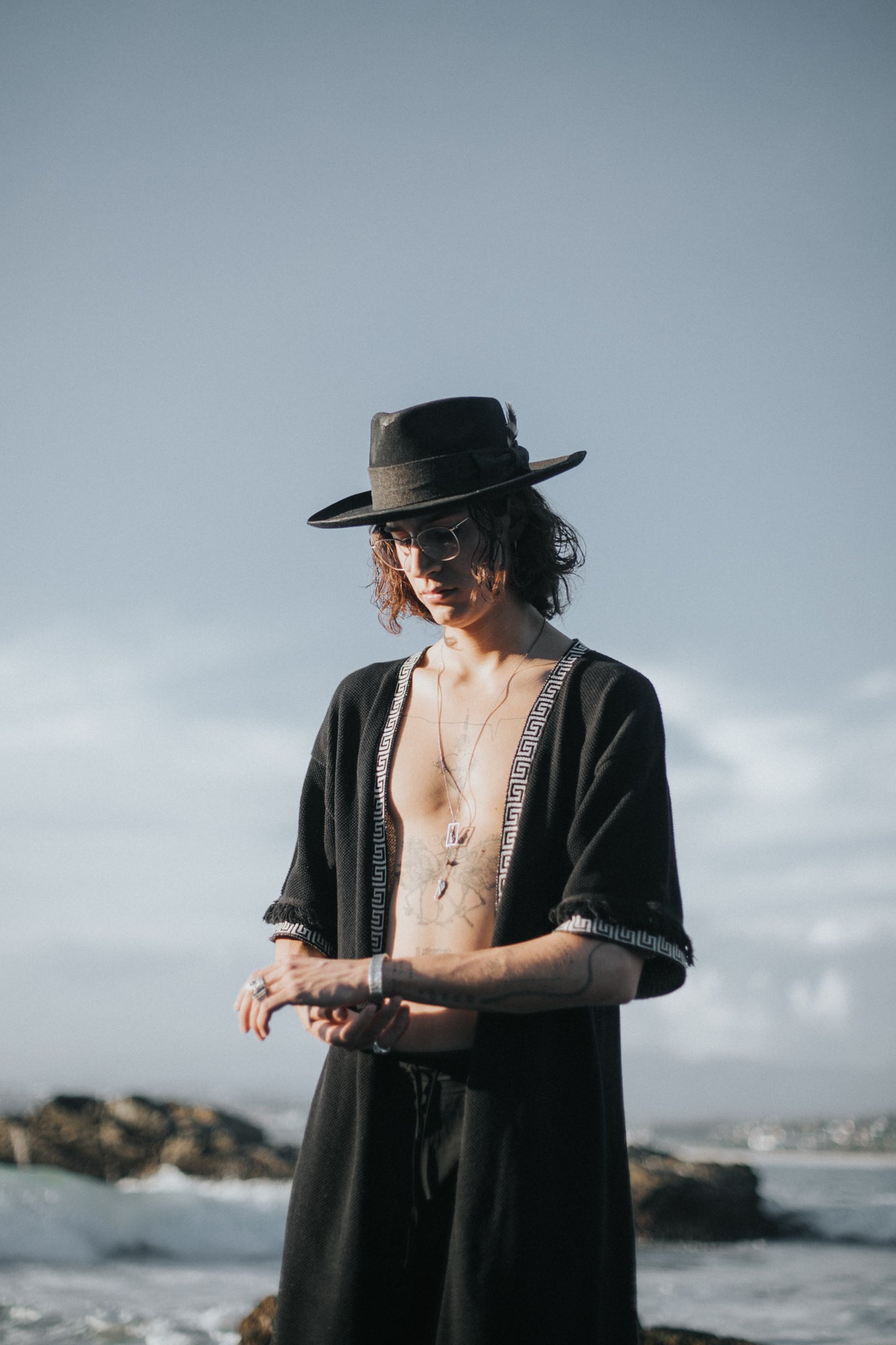 Yoru Black Hoodie Kimono