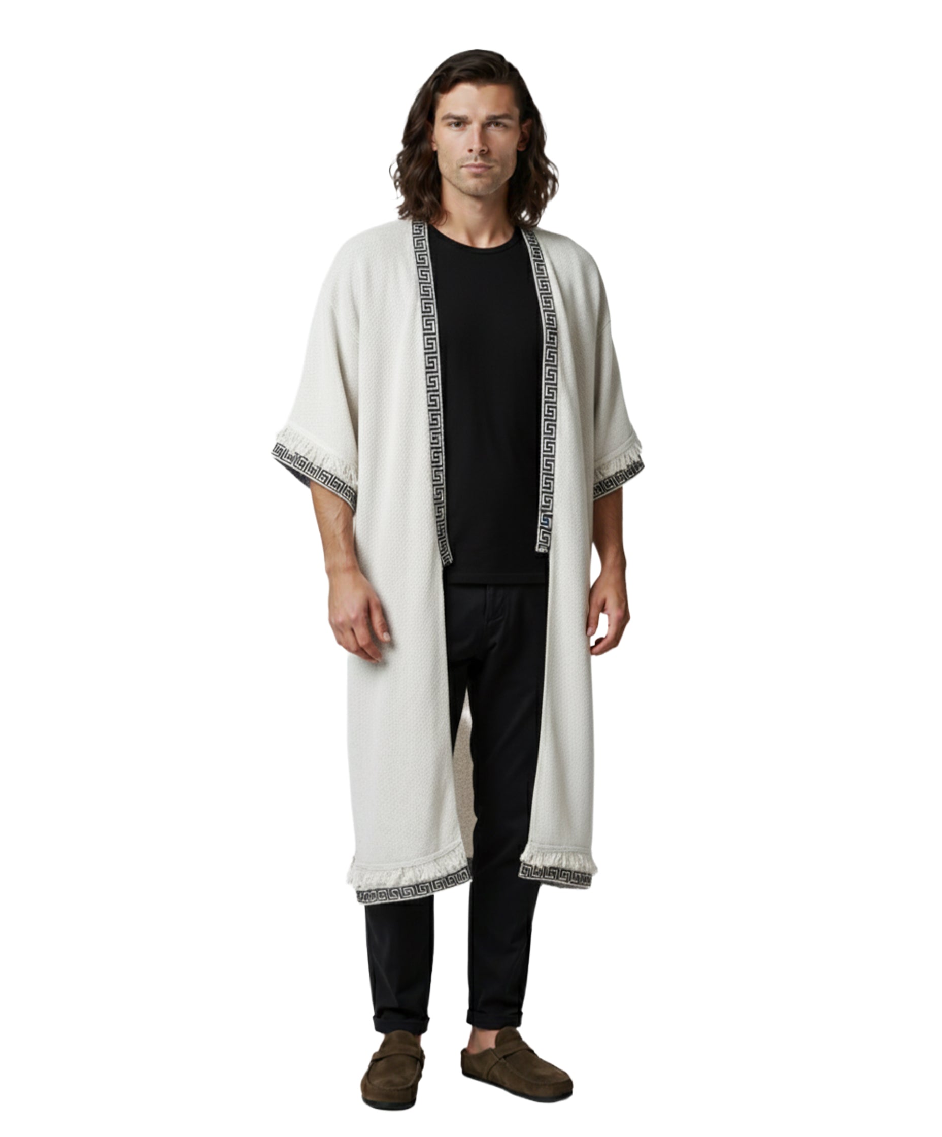 Yoake Ash White Cape Kimono
