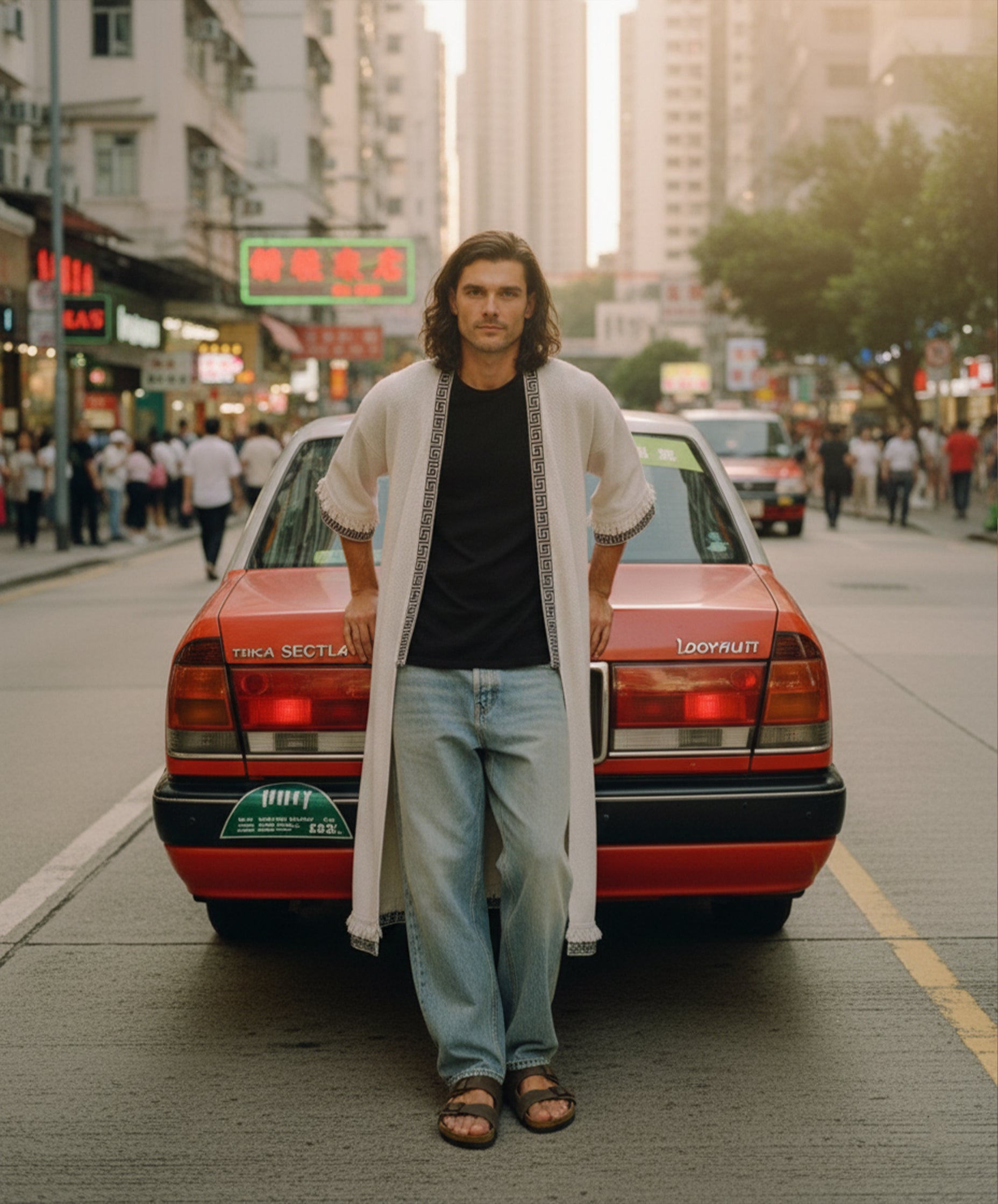 Yoake Ash White Cape Kimono