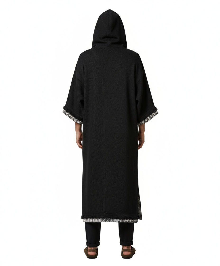Yoru Black Hoodie Kimono