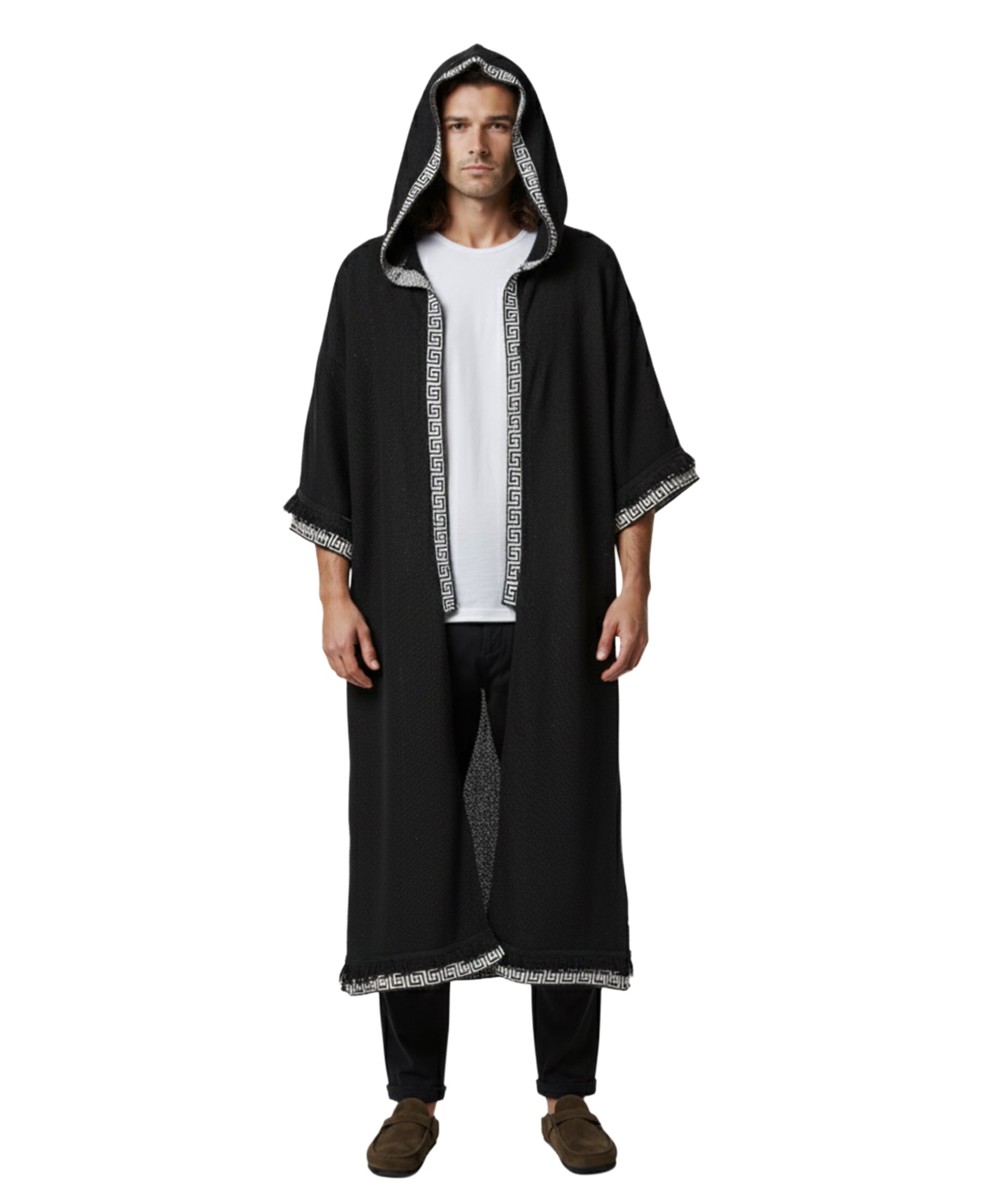 Yoru Black Hoodie Kimono