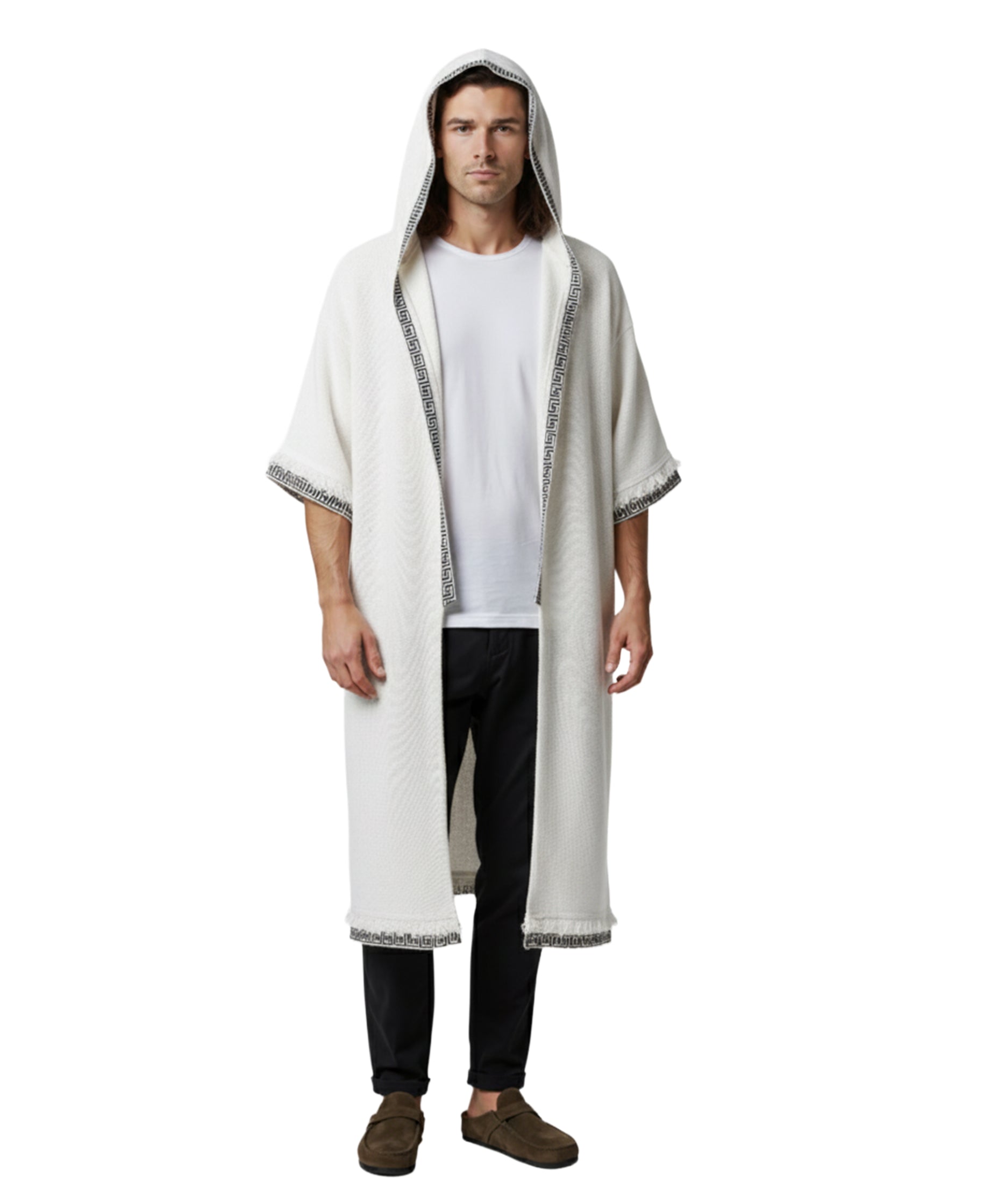 Yoake Ash White Hoodie Kimono