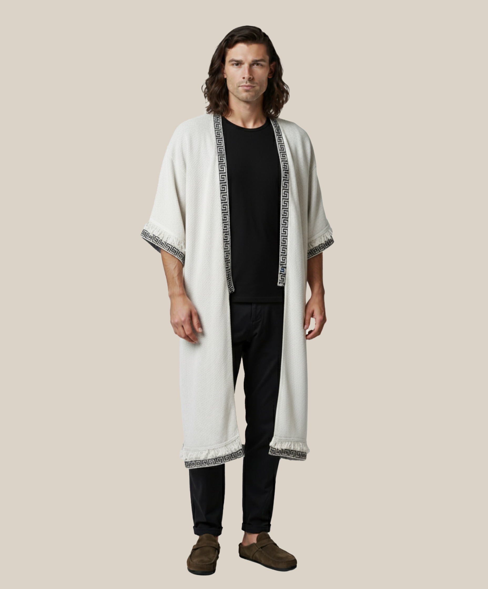 Yoake Ash White Cape Kimono