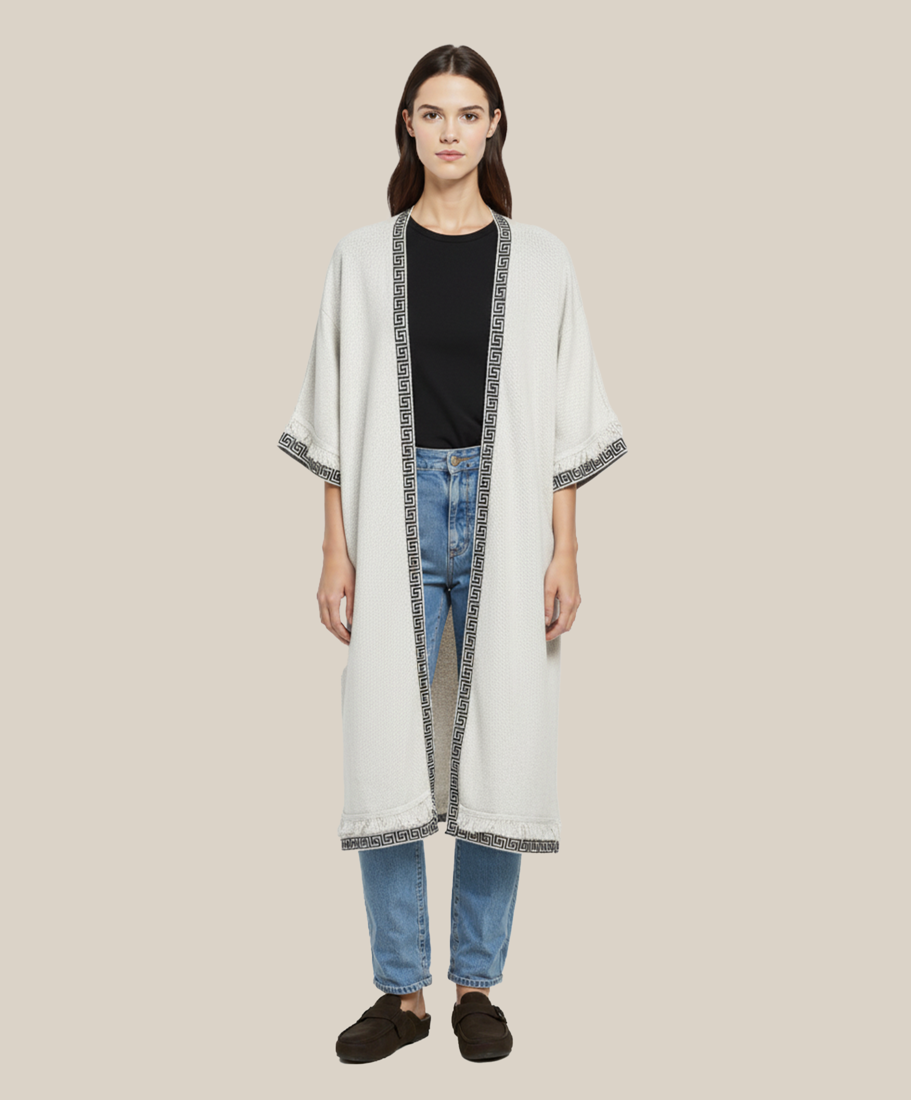 Yoake Ash White Cape Kimono