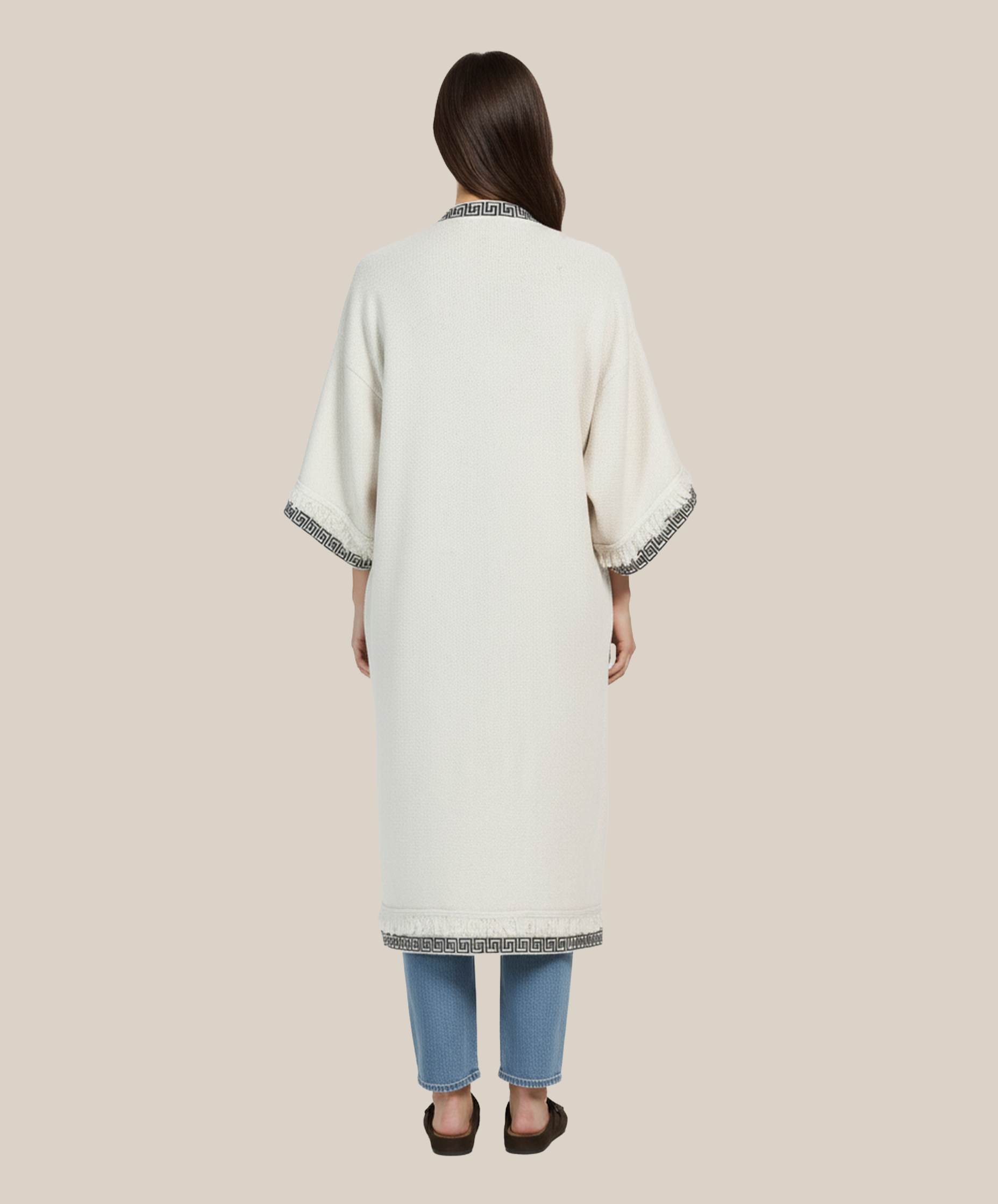 Yoake Ash White Cape Kimono