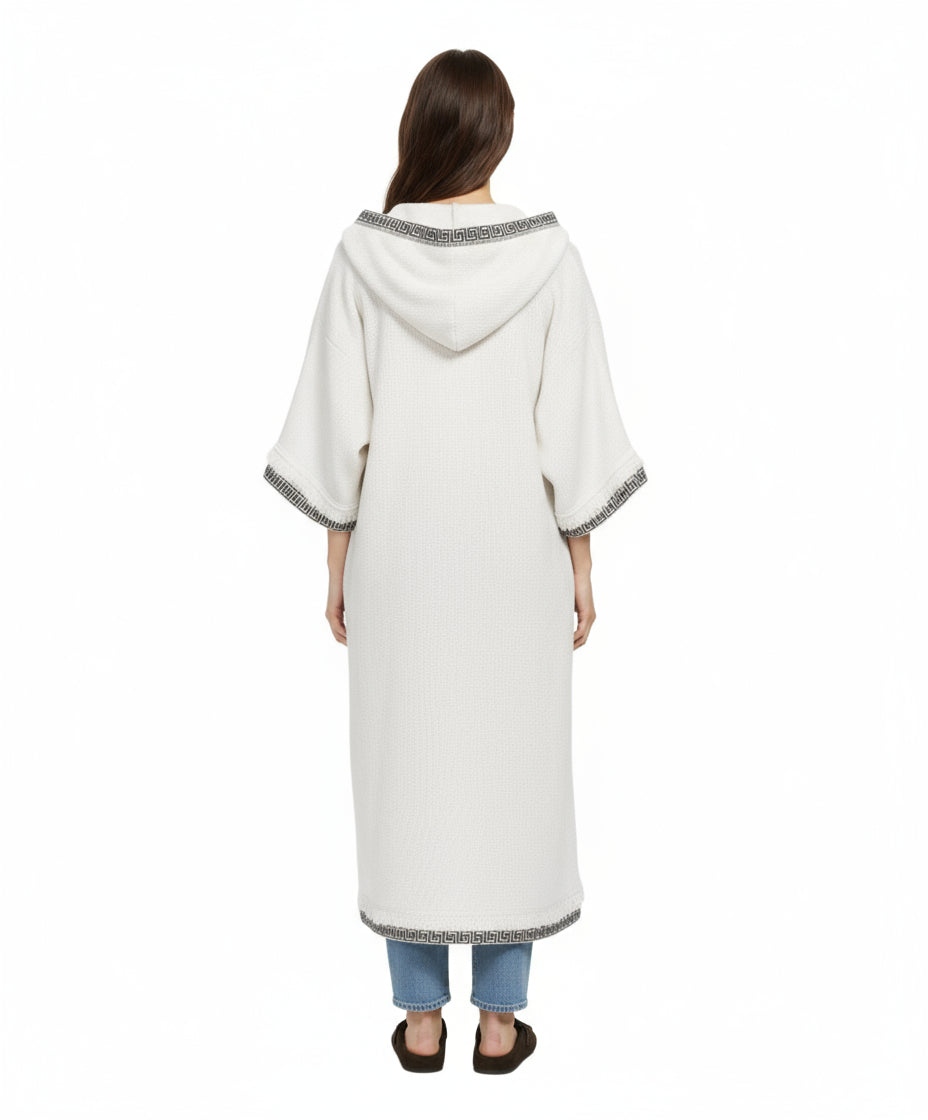 Yoake Ash White Hoodie Kimono