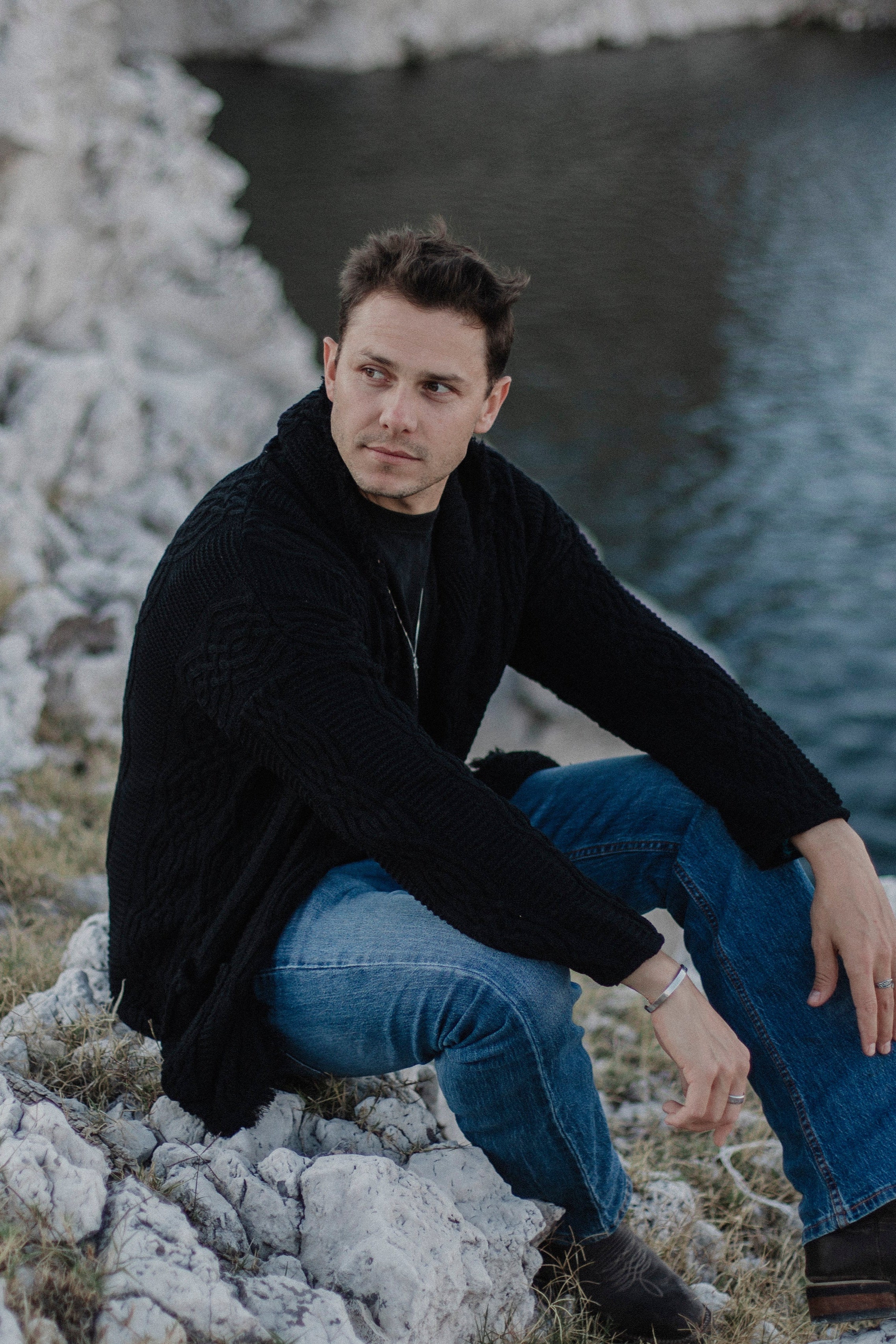 Equinox Black V-Neck Heritage Cardigan