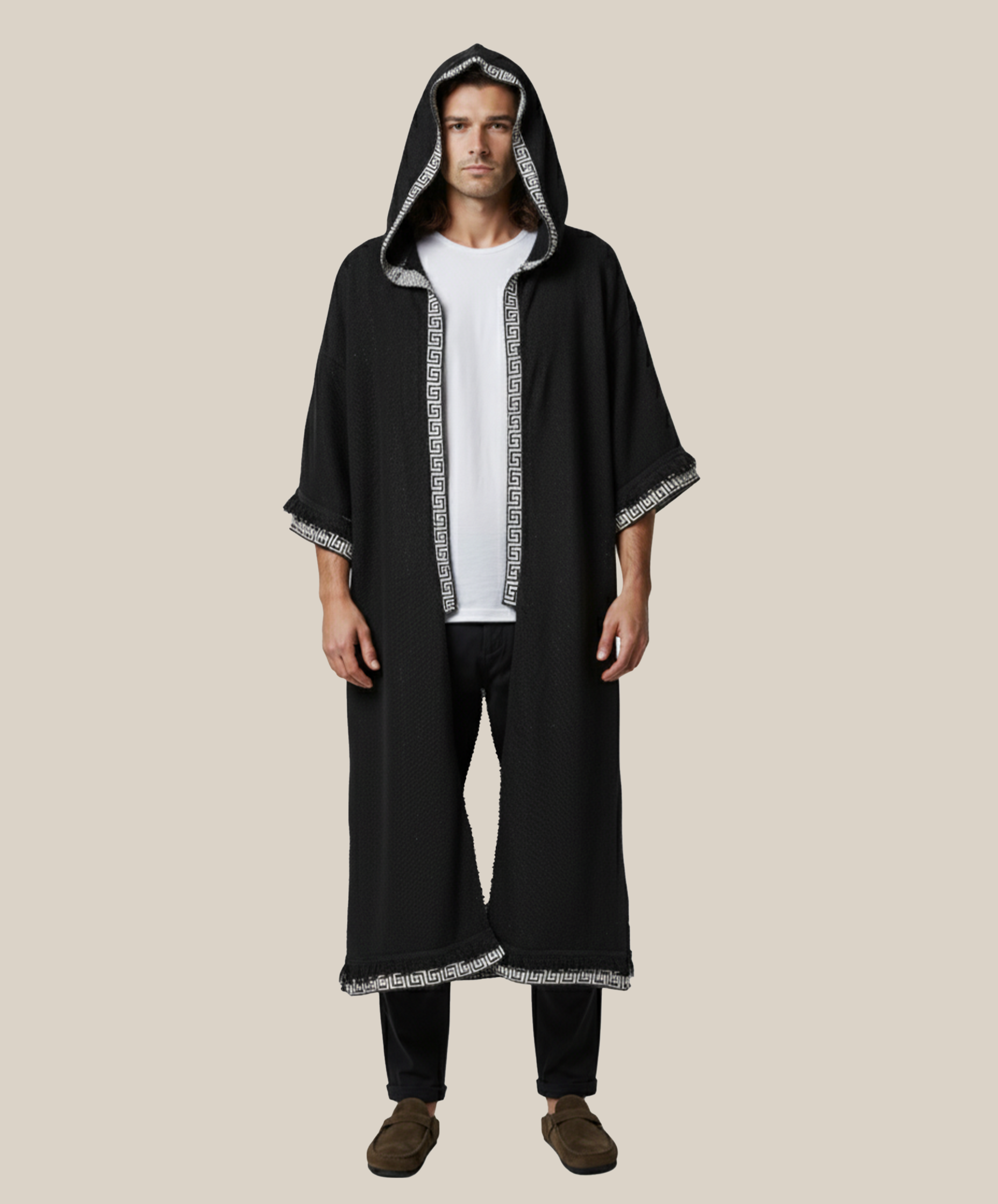 Yoru Black Hoodie Kimono