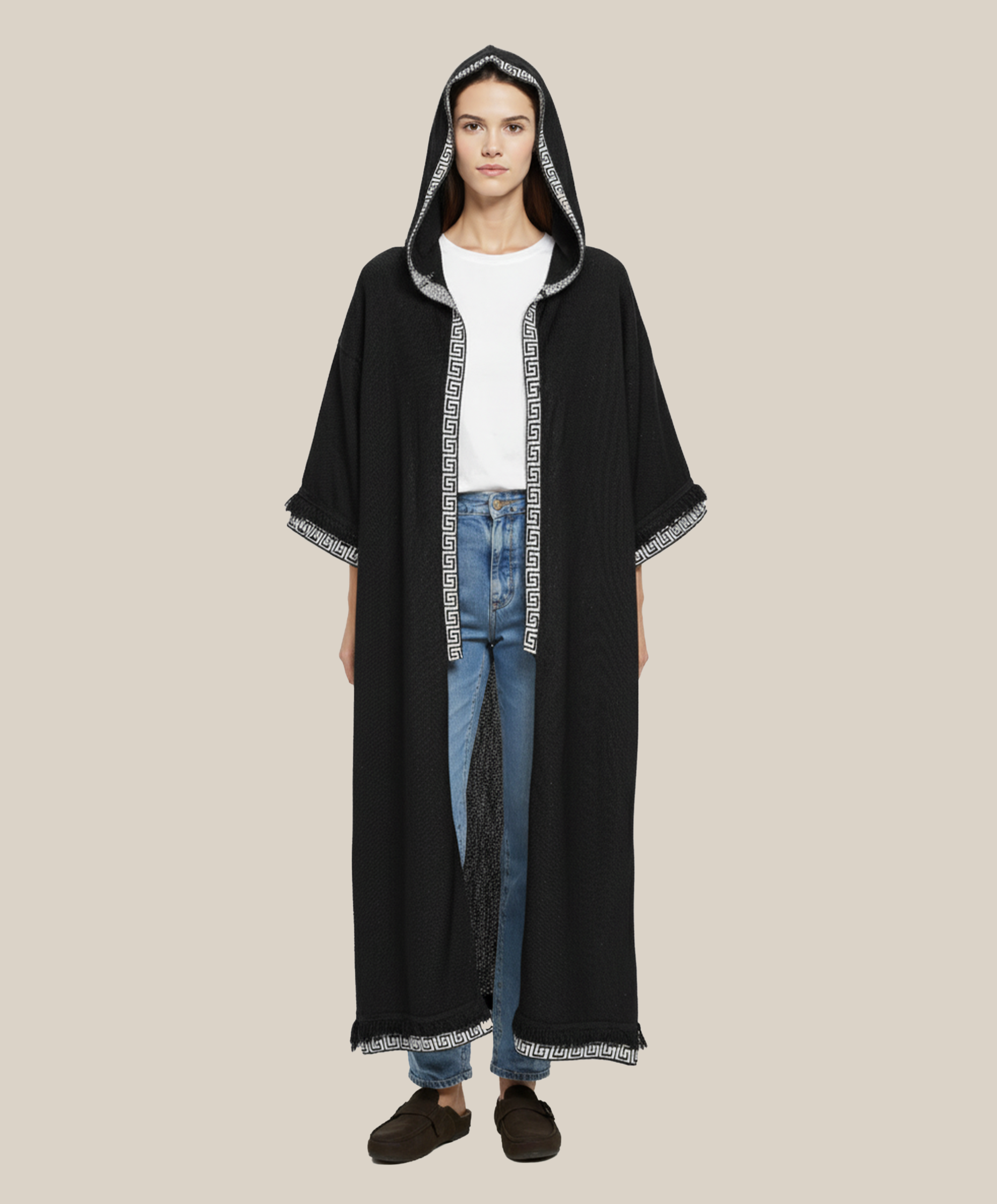Yoru Black Hoodie Kimono
