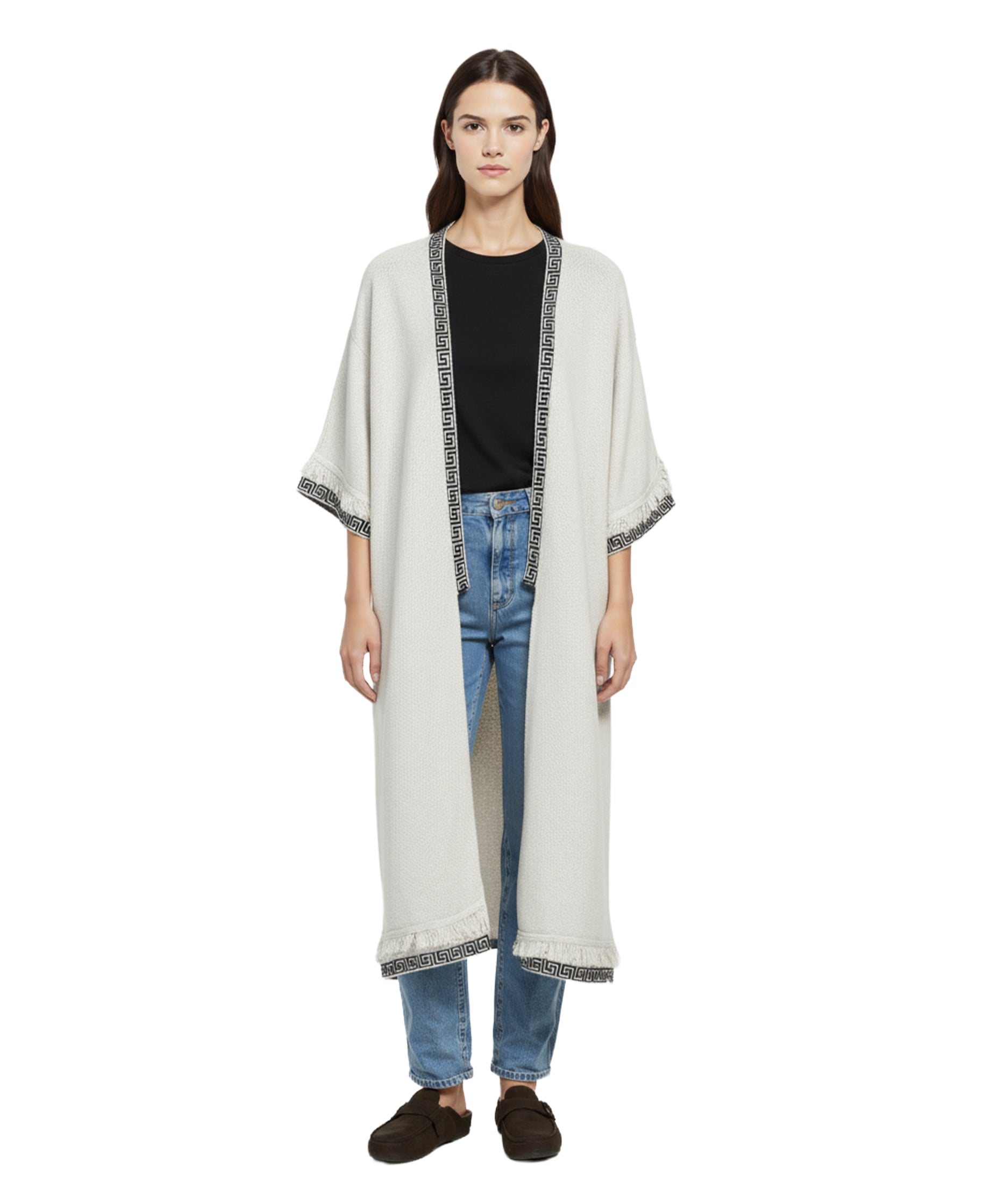Yoake Ash White Cape Kimono
