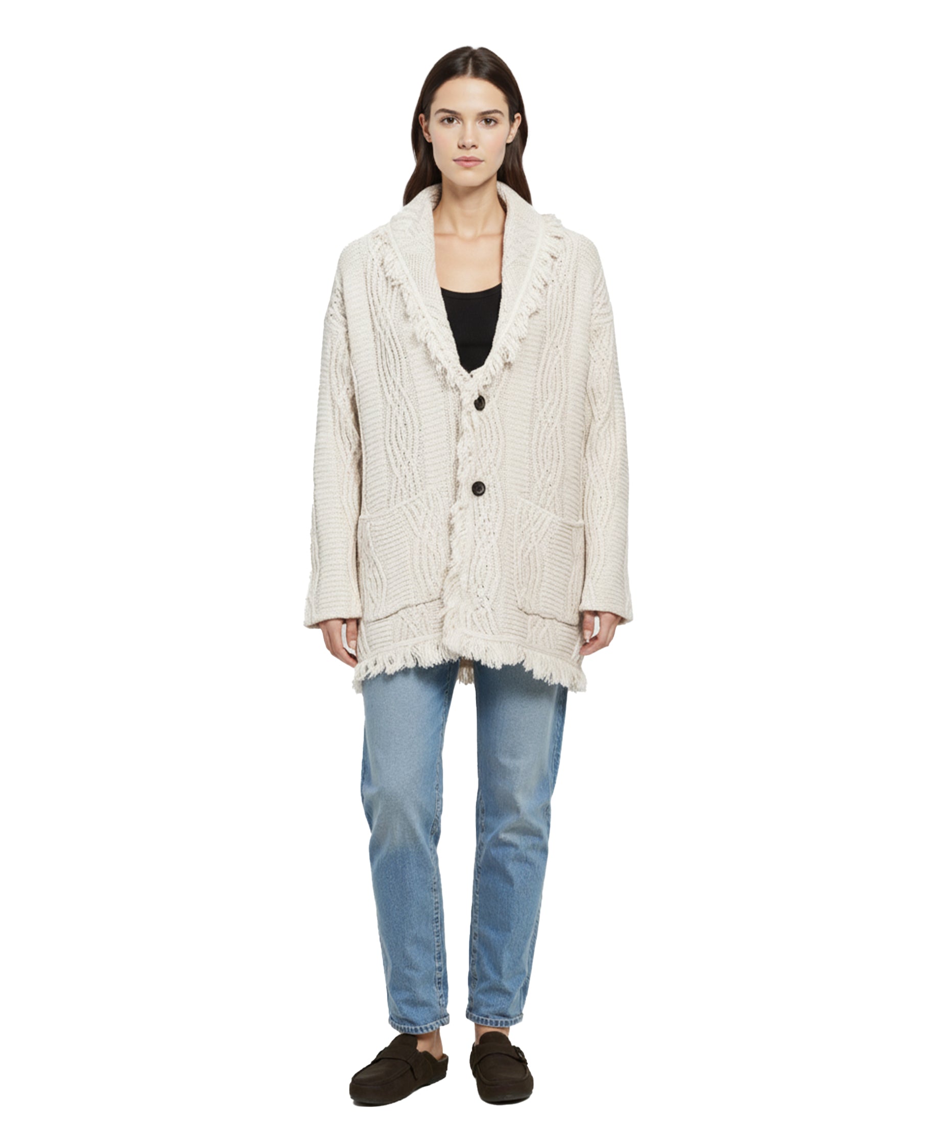 Solstice Ash White V-Neck Heritage Cardigan